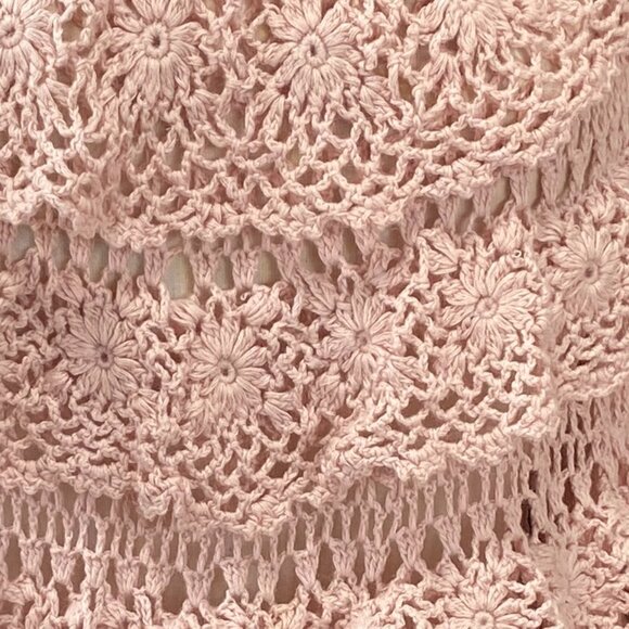 Denim 24/7 Crochet Tiered Sweater Shirt Sz L Pink Cottagecore Fairycore Dainty - Picture 2 of 15